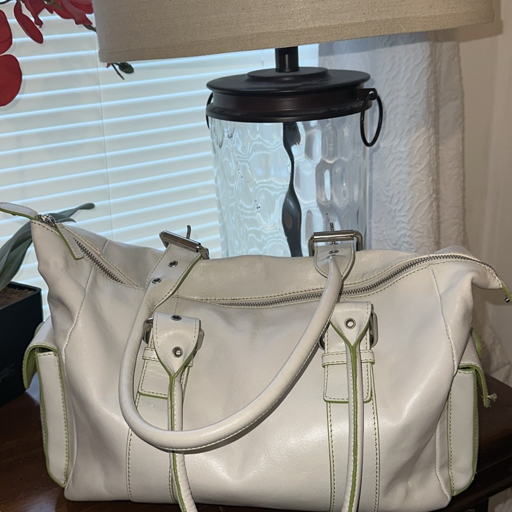 White and Green Women's Bag